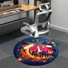 1pc Night Sky Decor Chair Carpet for Office, Round Polyester Mat, Indoor Decor for Office, Easycare Fabric, Washable Non-slip Area Carpet