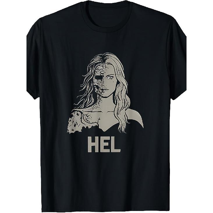 Hel Norse Goddess Viking Mythology Hel T-Shirt Solid Black T-Shirt Men Classic Perfect for Home Outdoor Work Gifting Birthdays Valentines Day Mothers