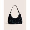 Spring New Sequined Design Women's Underarm Bag Temperament Soft Handle Sparkly Banquet Bag Classic Zip Up Lady Shoulder Bag