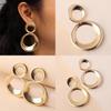 Elegant Metal Earrings With Geometric Shape And Gold Finish For Women Fashion Accessories Wedding Gift