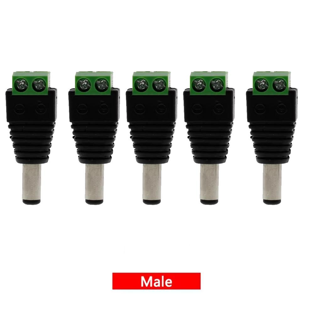 1/2/5pcs Male Female 12V DC Power Connector, Power Jack Plug Barrel Adapter,For 2Pin 5050 3528 Single Color LED Strip