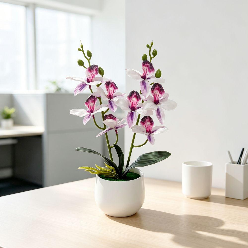 Silk Petals Simulation Cymbidium Bonsai Multicolor Simulated Orchid Plant Desktop Ornament