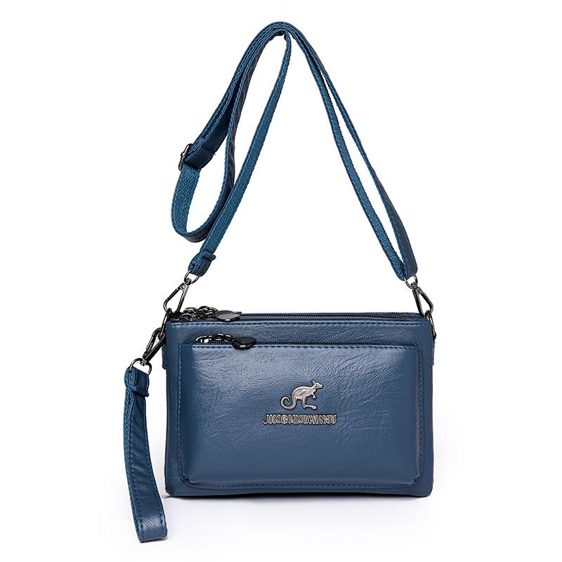 Трендовая женская многослойная сумка через плечо из мягкой кожи