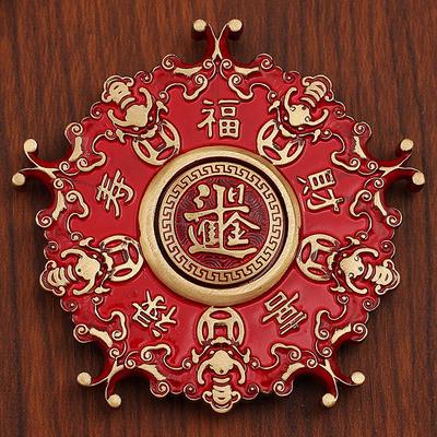 Вращающийся латунный кулон «Пять благословений»: Орнамент «Счастливые летучие мыши из чистой меди»