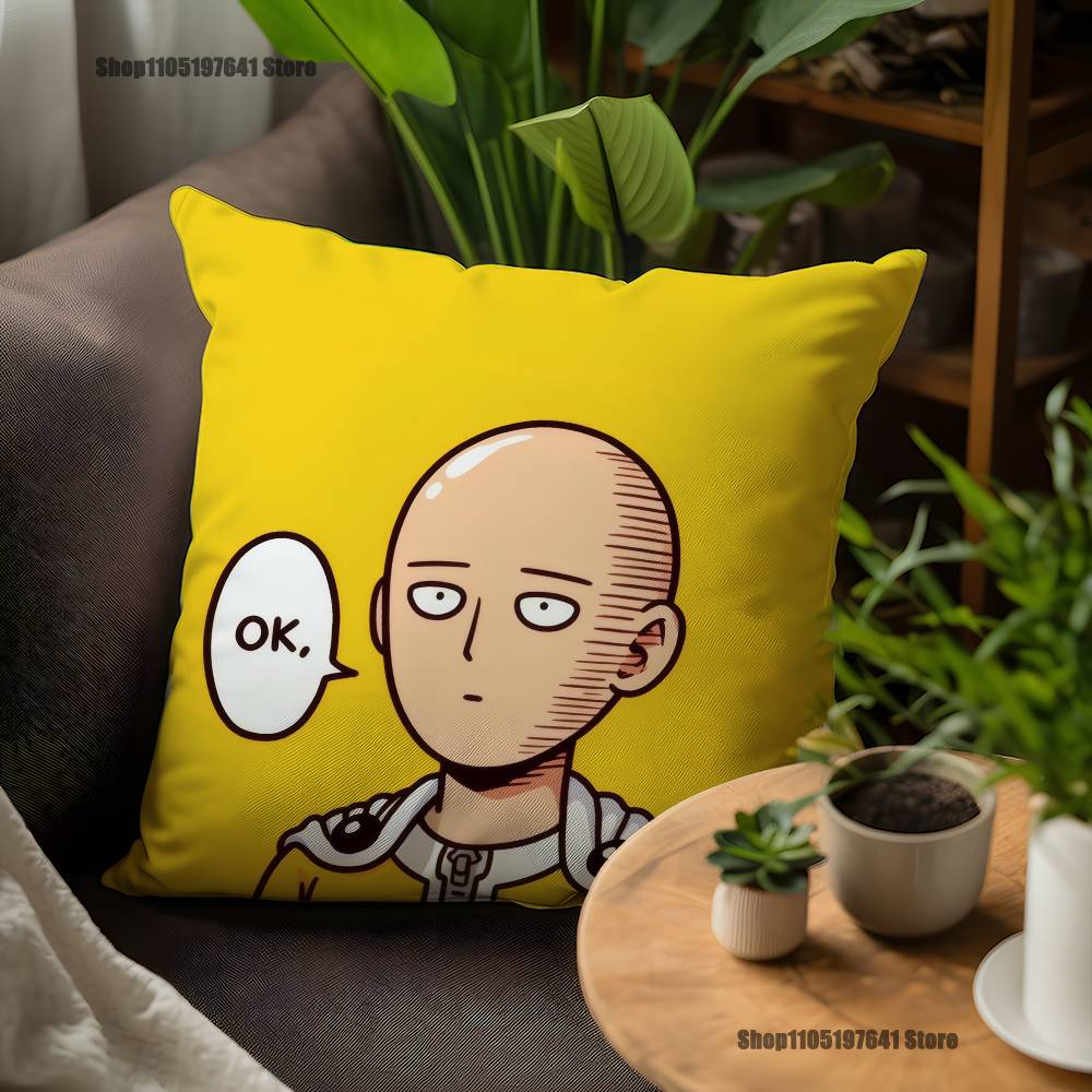 Наволочка для подушки с изображением Сайтамы из One-Punch Man для декора дивана, автомобиля, офиса, комнаты, печатная наволочка, декоративные элементы и защита