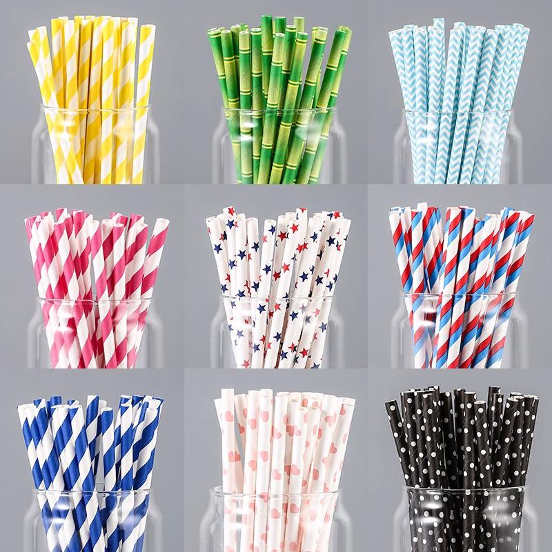 100 Eco-Friendly Colored Paper Straws: Disposable, Creative Party Straws for Juice & Cocktails