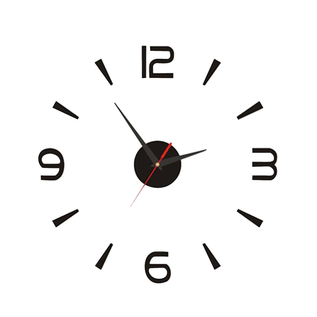 DIY Wall Clock 40cm Small Black Modern Simple European Style Silent Acrylic Frameless DIY 3D Wall Clock