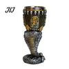 Dark Style Barware Horrible Resin Stainless Steel Skull Goblet, Retro Skeletal Wine Gothic Spooky Theme Tabletop Decor Cocktail Glasses, Vintage