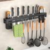 Настенный держатель для ножей из нержавеющей стали, кухонная полка для хранения без гвоздей, столовые приборы с крючком, органайзер для кухонного шкафа