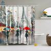 Decorative Oil Painting Printed Fabric Waterproof Polyester Shower Curtains For Bathroom With Hooks 180X180cm