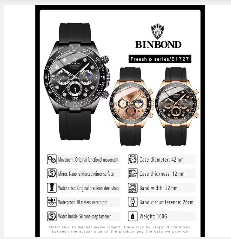 Кварцевые часы для мужчин силиконовый ремешок фаза луны дата хронограф циферблат водонепроницаемые спортивные модные деловые мужские наручные часы