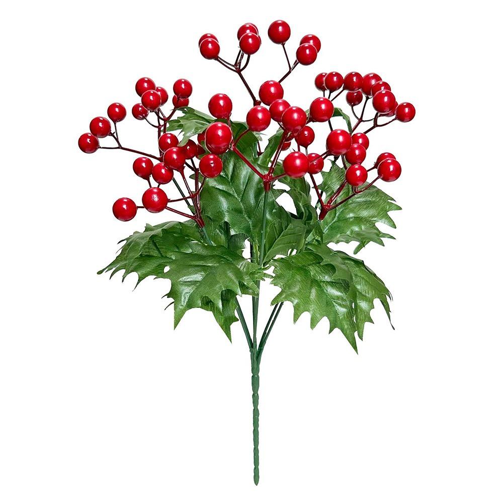Green Holly Leaves Artificial Christmas Berry Artificial Holly Leaves New Year Arrangement