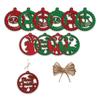 Red Green Santa Claus Reindeer Merry Christmas Decor Hanging Bells Snowflake Xmas Tree Wooden Cutout Christmas Tree Decoration
