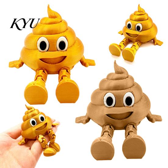 Humorous Home Decor 3D Printed Poop Figurine, Articulated Cartoon Fake Desk Toy Creative Ornament with Movable Joints, Novelty Gag Gift for