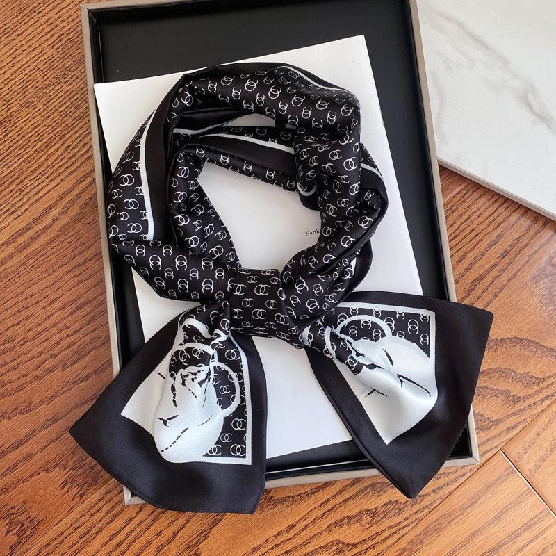 Women's Silk Floral Scarf: Lightweight, Long, and Ideal for Spring & Autumn