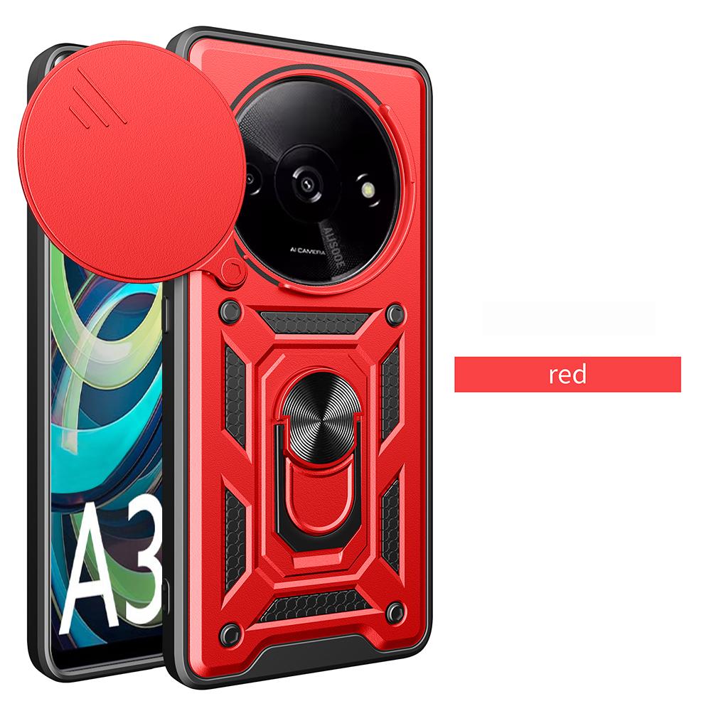 Чехол для Redmi A3 A3X 4G Чехол Слайд Защита Объектива Камеры Броня Кольцо-Подставка Защитная Крышка для Xiaomi Redmi A3 Противоударная Capa