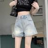 Летние винтажные женские джинсовые шорты с высокой талией, широкие шорты, джинсы, женская уличная одежда