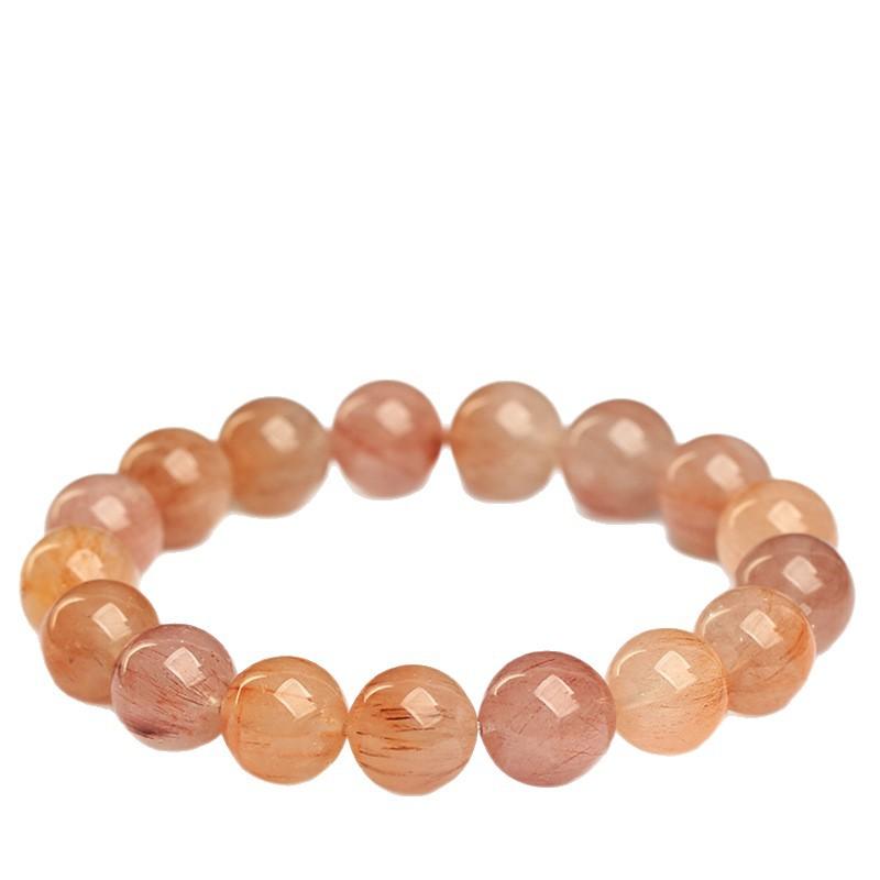 Hongchu Crystal Natural Icy Red Rabbit Hair Gemstone Bracelet Ice Jade Treasure Bowl Red Rabbit Hair Round Bead Bracelet