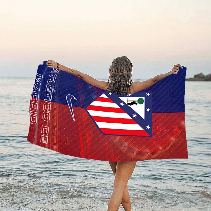 1pc Atletico Madrid Beach Towel, Beach and Seaside Swimming Pool Equipment, Fashion Pattern, Rectangular, Travel Essentials