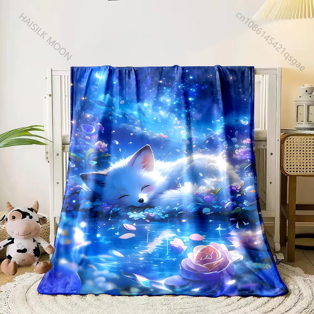 1PC Koi circling swirl golden lotus Print Blanket Flannel Material Soft Warm for All Seasons Home Outdoor Camping Picnics RV