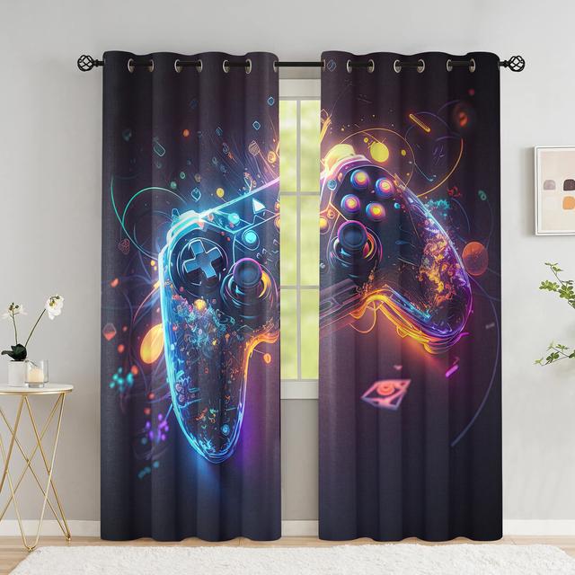 Игровые оконные шторы для мальчиков, затемненные шторы для геймпада для подростков, занавески для комнаты с контроллером видеоигр для гостиной