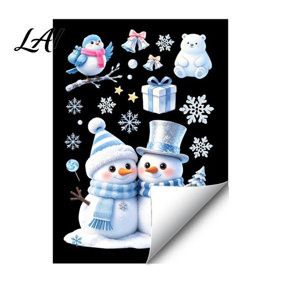 Winter Wonderland Decorations Christmas Snowflakes Santa Static Sticker Waterproof PVC Window Decorative Stickers for Glass Decal Removable