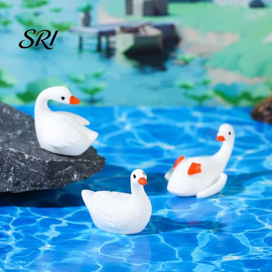 Multi-pose Goose Statue 6 Pcs Mini Figurine Tiny Resin Small Cute Animal Miniature Waterfowl Decor Figures for DIY Crafts Cake Topper Micro Landscape
