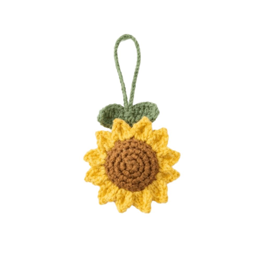 Cotton Crochet Sunflower Pendant Fabric Bag Lanyard Charm Cute Knitted Keychain  Daily