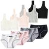 Cotton Girls Panties And Bras Sets Teenage Girls Cotton Training Bra Panty Set Solid Kids Sports Bra Briefs Underwear