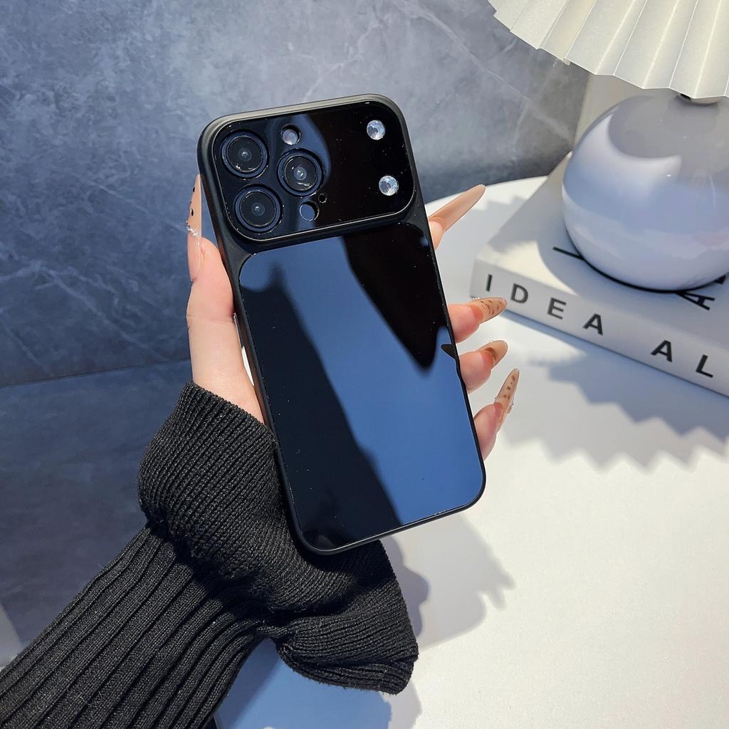 Glossy Acrylic Official Color Phone Case For iPhone 17 Air 16 15 14 Plus 13 Pro Max Large Window Camera Protection Cover