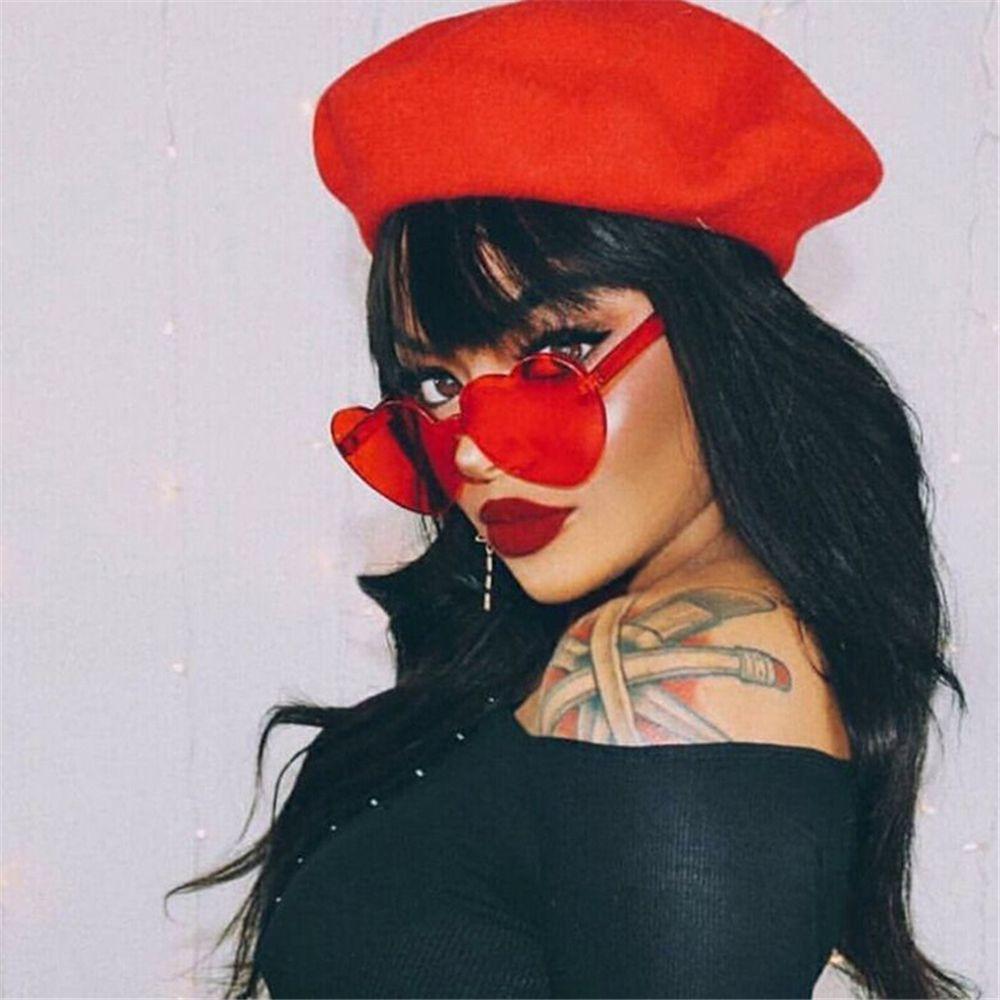 Accessories Candy Color Trendy Transparent Heart Glasses Sunglasses For Women Rimless Heart Sunglasses