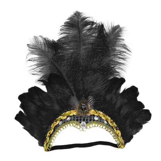 Women Sequins Rhinestone Feather Headband Show Halloween Dancing Party Headpiece