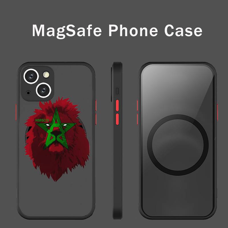Чехол для телефона с флагом Марокко, прозрачный магнитный магнит Magsafe для iPhone 13 12 11 Pro Max Mini, чехол для беспроводной зарядки