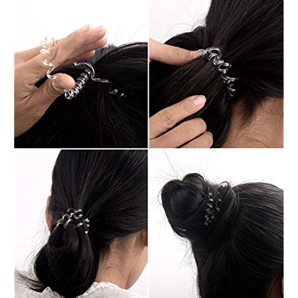 16 шт. Спиральные резинки для волос — спиральные резинки для волос для женщин и девочек, прозрачные и черные