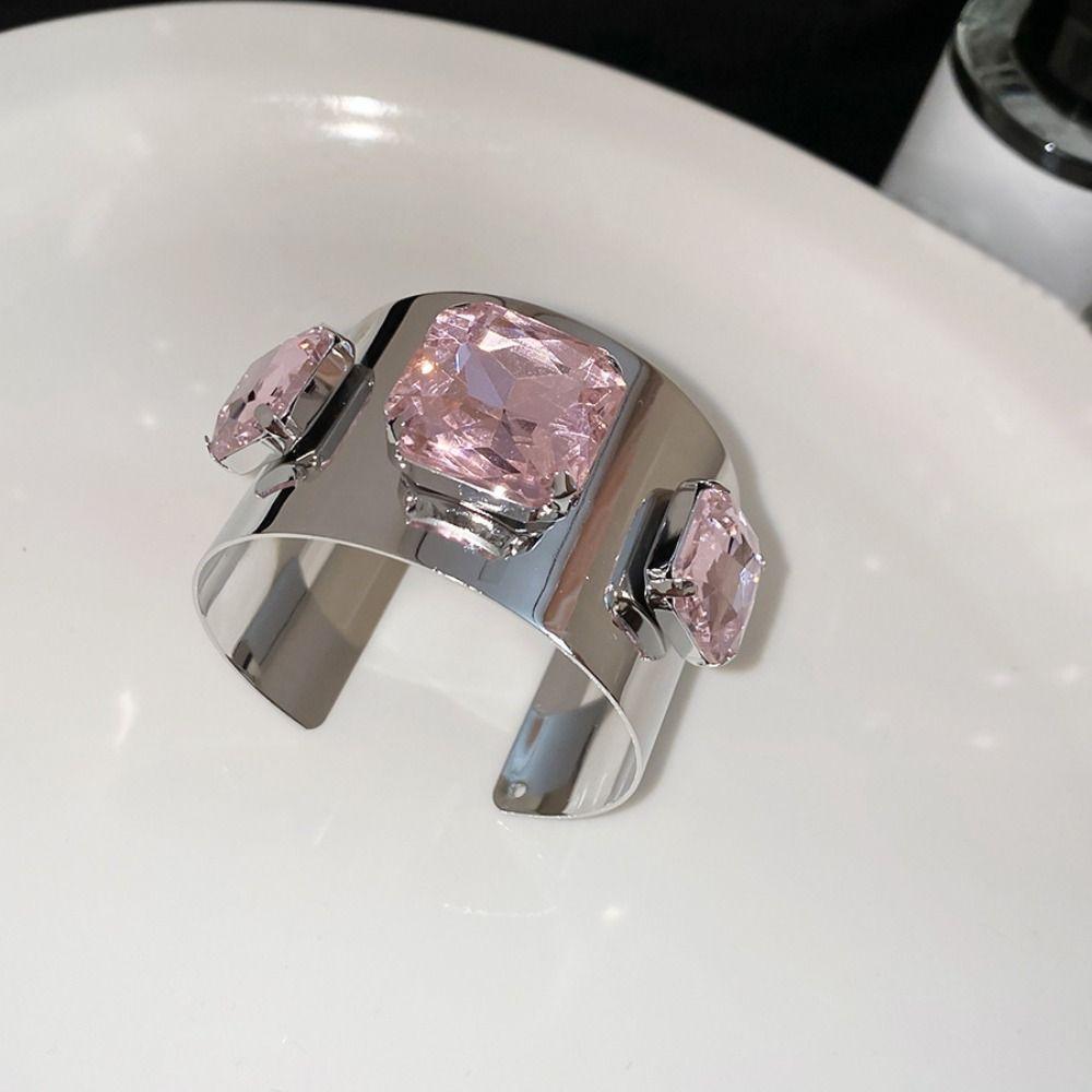 Iron Wide Cuff Bracelet Glossy Metal Open Bangle New Wristband Jewelry Daily Wear