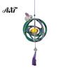 Lantern with Rabbit DIY Kit for Mid-Autumn Festival, Hollow Wooden Rotating Ring Hand Painted Lanterns Rabbit, Handmade LED Candle Toy Tassels