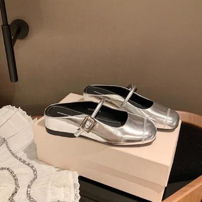 Версия с половинным креплением ~ 35 мм маленькая внутренняя пряжка для увеличения высоты, французская фея, Мэри Джейн, ветровая сумка, полутапочки женские летние