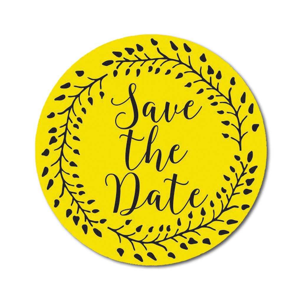 Darling Souvenir Black Round 1.6 Inches Vines Border Save The Date Stickers Non Customized Gift-45