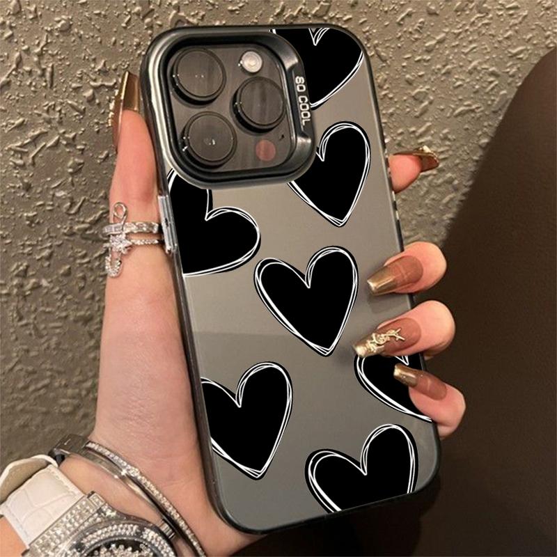 Креативный чехол для телефона с узором в виде сердца iPhone 15 Pro Max 11 12 13 16 14 Plus Силиконовый противоударный чехол Защитная крышка для объектива