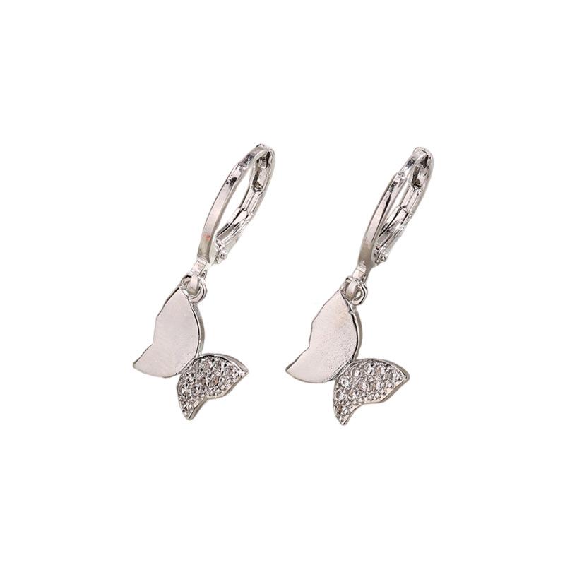 Элегантные клипсы-серьги с цирконом в виде бабочки: Блестящий, Модный, Универсальный дизайн для стильных женщин и студенток