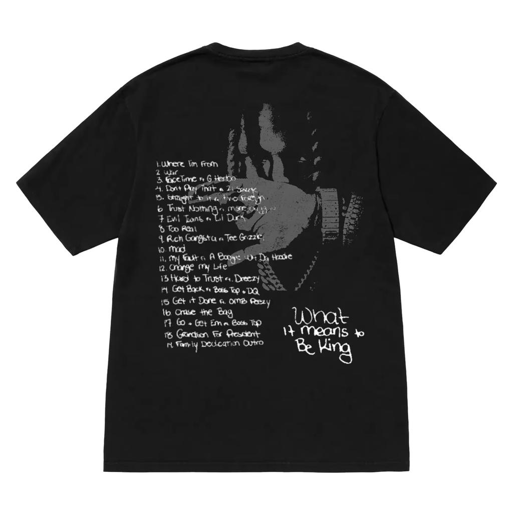 King Von Top of The World Tee Black Unisex High-end Luxury Classic Y2k Short Sleeves Classic Couples Daily Wear Cool Top