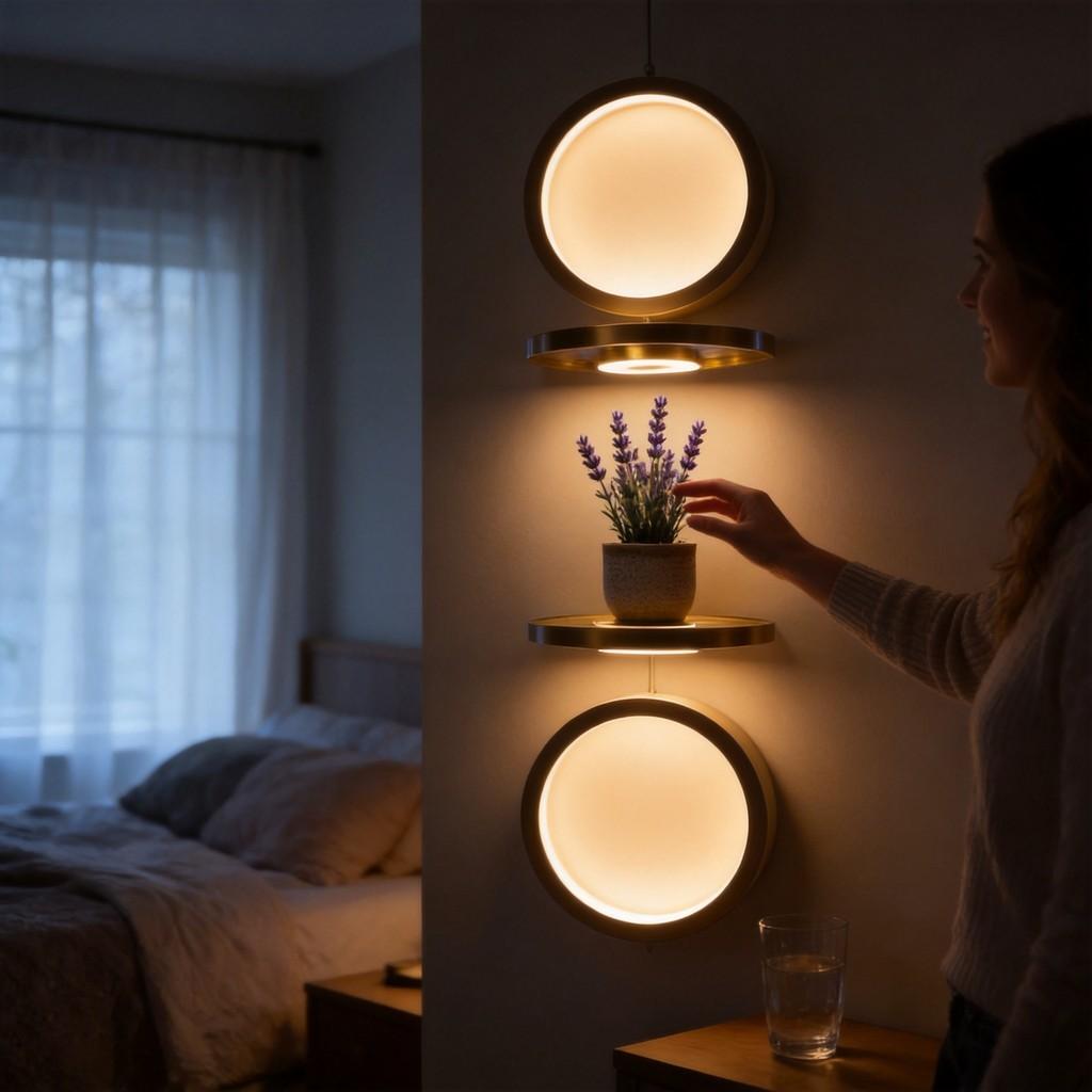 Настенная полка для растений с LED-лампой, стильный органайзер для дома и офиса