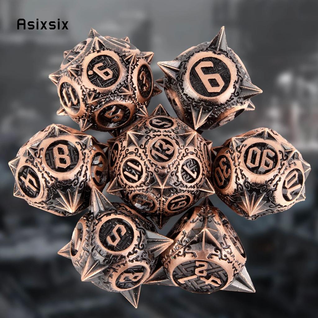 7 шт. сферические металлические кубики с острыми углами, набор цельных металлических многогранных кубиков, подходящий для ролевой игры, настольной игры, карточной игры
