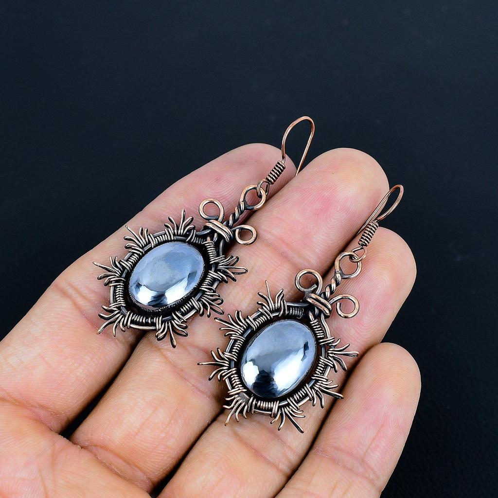 Серьги из шунгита 999 с обмоткой из медной проволоки, Ювелирные изделия ручной работы с драгоценными камнями, Подарки для любви Новые серьги