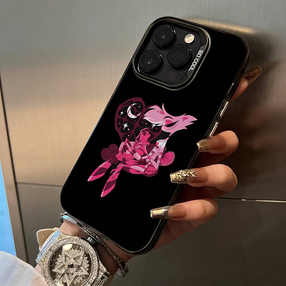 A-Angel Dust H-Hazbin H-Hotel Чехол для телефона для iPhone 17,16,15,14,13,12,11 Plus Pro Max Цветной Серебряный Чехол для телефона