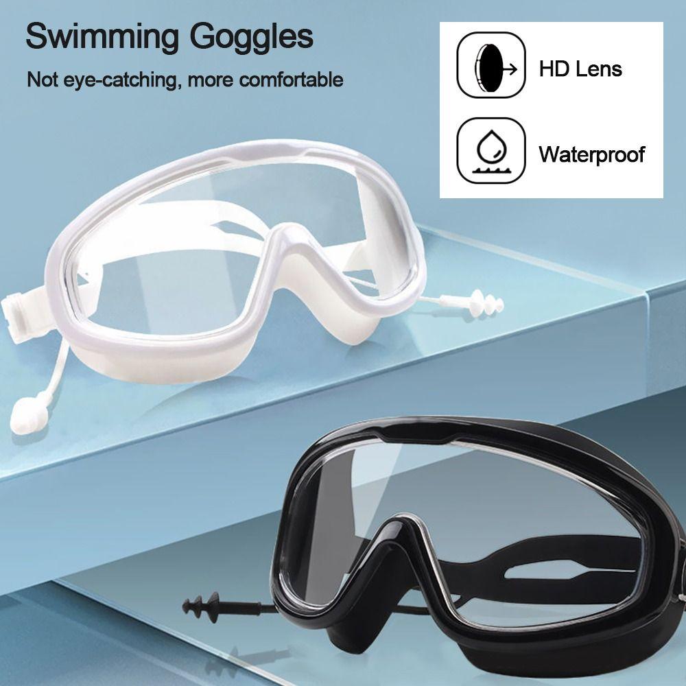 Adult Youth High Definition Wide View Swim Eyewear Swimming Goggles Eyeglasses with Earplugs