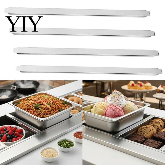 Sectional Food Pan Rail 4PCS Steam Table Adapter Bar, Commercial Grade Stainless Steel Professional Accessory Divider, Prep for Hotel Restaurant