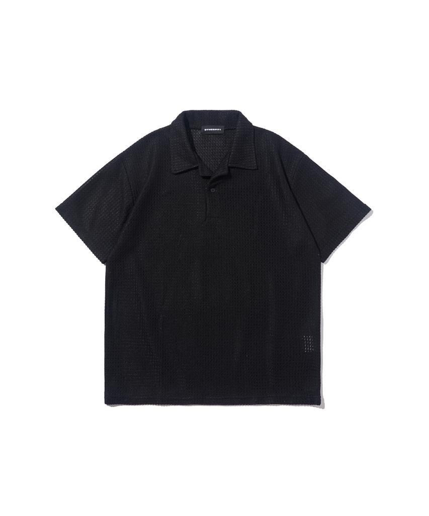 OTHERFITS Summer Mesh Open Collar Knit (Black)