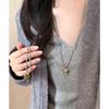 Tiger Eye Stone Mushroom Pendant Necklace: Exquisite, Versatile Long Chain for Women’s Sweaters.