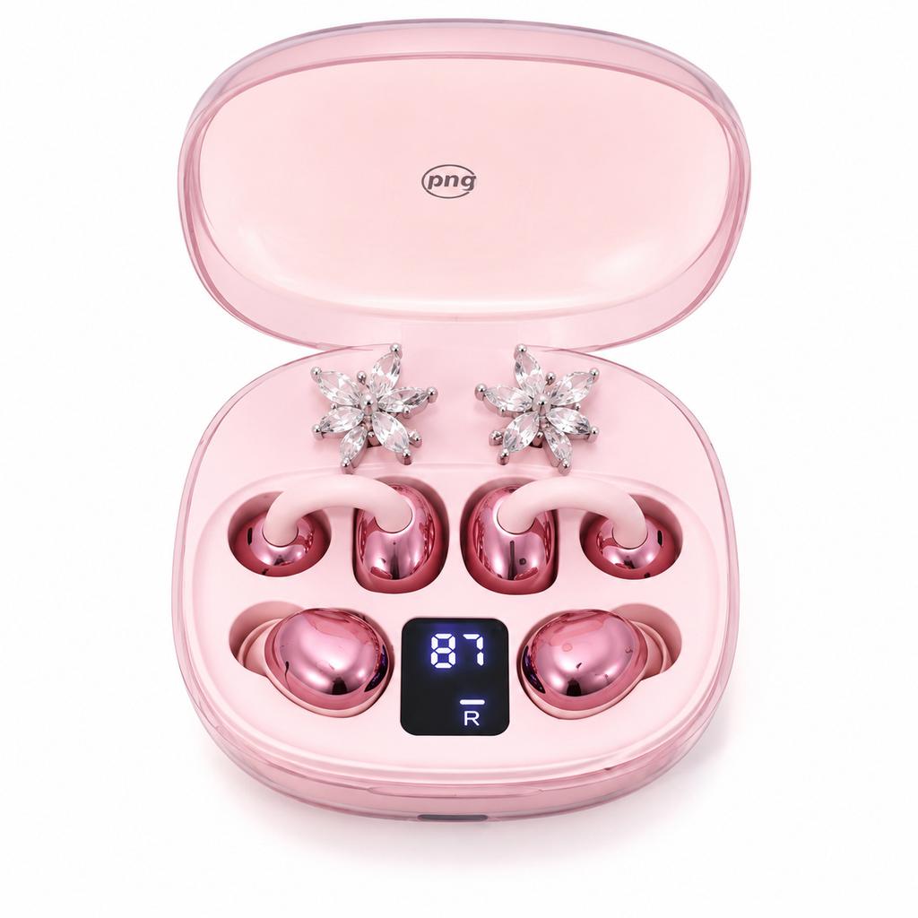 Wireless Bluetooth earbuds, sparkling butterfly earrings, Two pairs of earbuds
